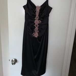 Black silk midi dress